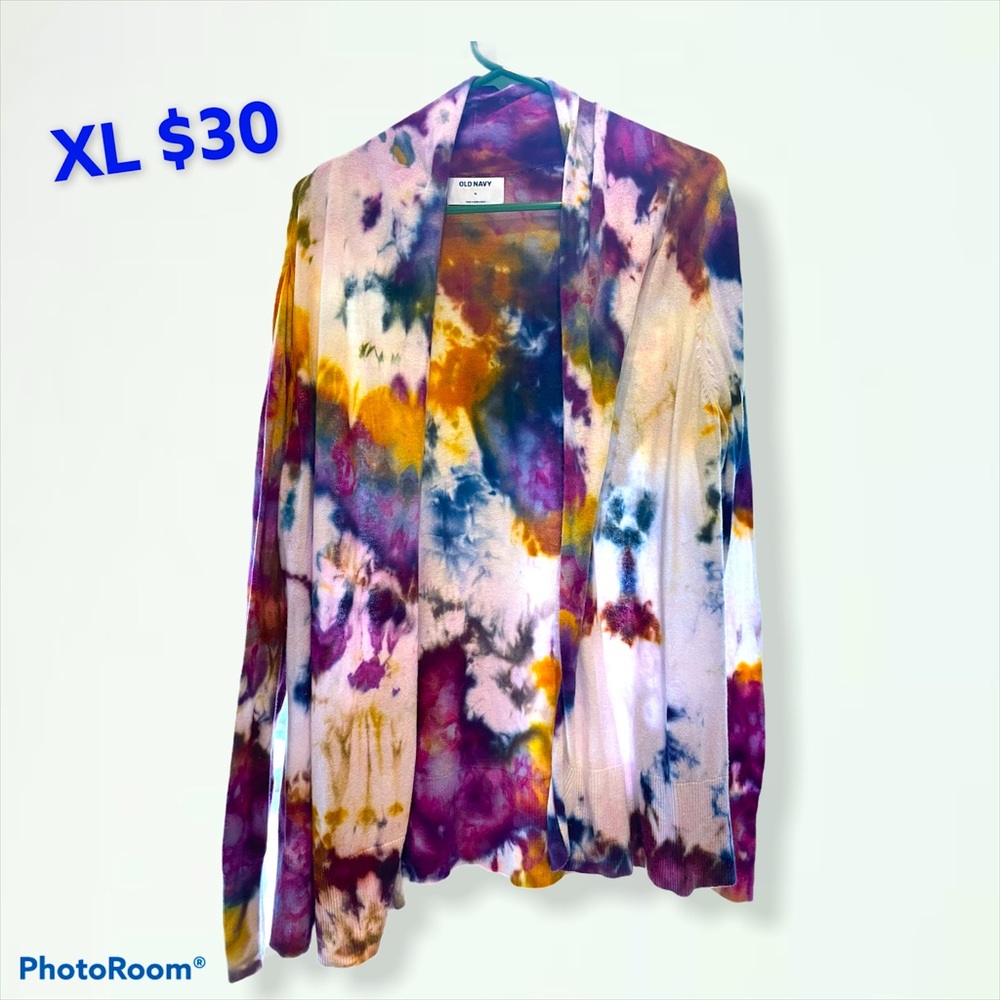 Hand Ice Dyed Cardigan 🔮dark jewels💛